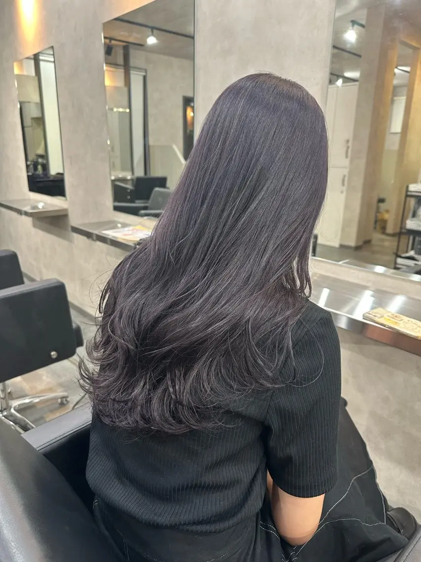 ロング カラー ヘアアレンジ ラベンダーカラー ラベンダーグレー カット ヘアカラー トリートメント 境町/透明感カラー/ レイヤー/中茎涼太のヘアスタイル