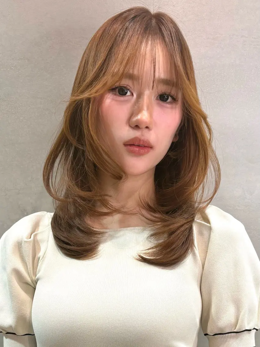セミロング カット ヘアカラー トリートメント 仙台Ｉ韓国レイヤー Ｉ髪質改善Ｉ伊藤拓海のヘアスタイル