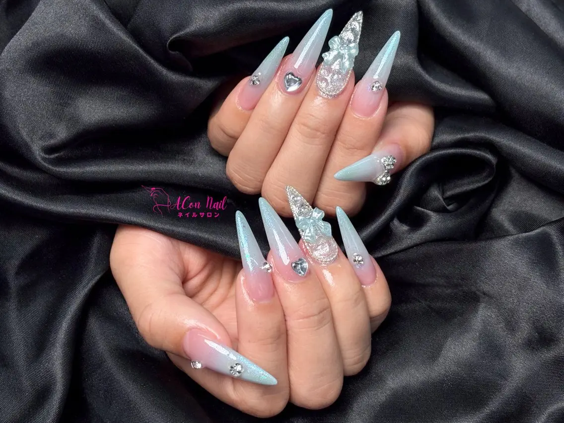 ネイル 桜ネイル 長さ出し フラワーネイル フレンチネイル ジェルネイル ハンドネイル ACon NailSalonのネイルデザイン
