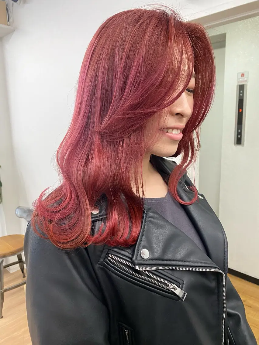 セミロング カラー カット ヘアカラー トリートメント 顔まわりレイヤー× 韓国ヘアオタベシンヤのヘアスタイル