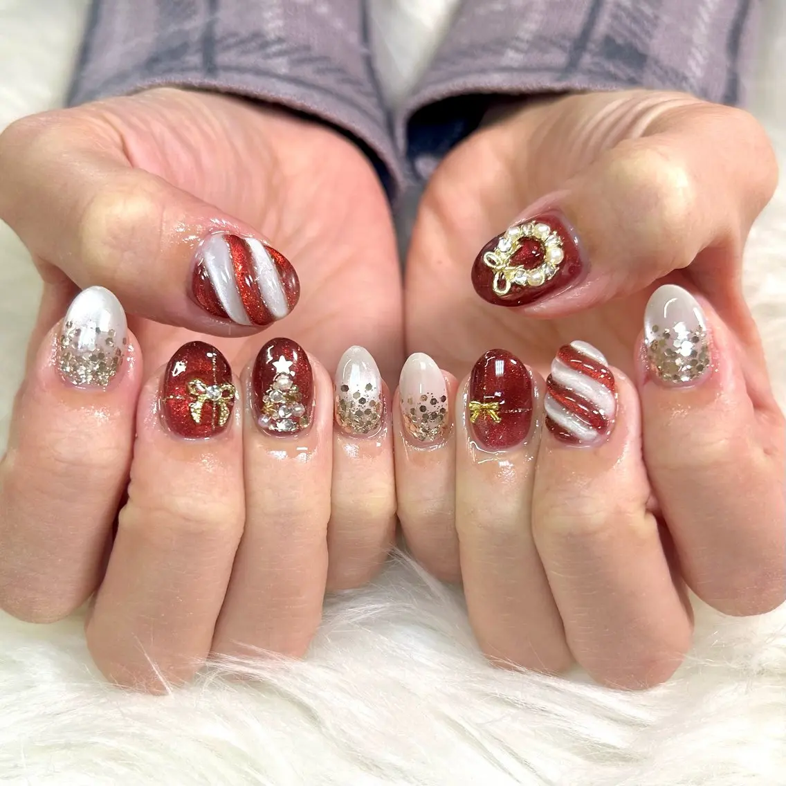 ネイル 冬ネイル クリスマス ハンドネイル yamane de  salonのネイルデザイン