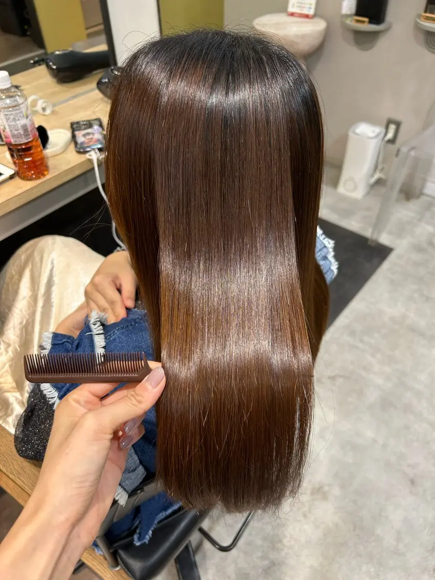ロング パーマ 髪質改善 ストレートパーマ カット 縮毛矯正 トリートメント hub hair レイヤー/ナチュラルのヘアスタイル