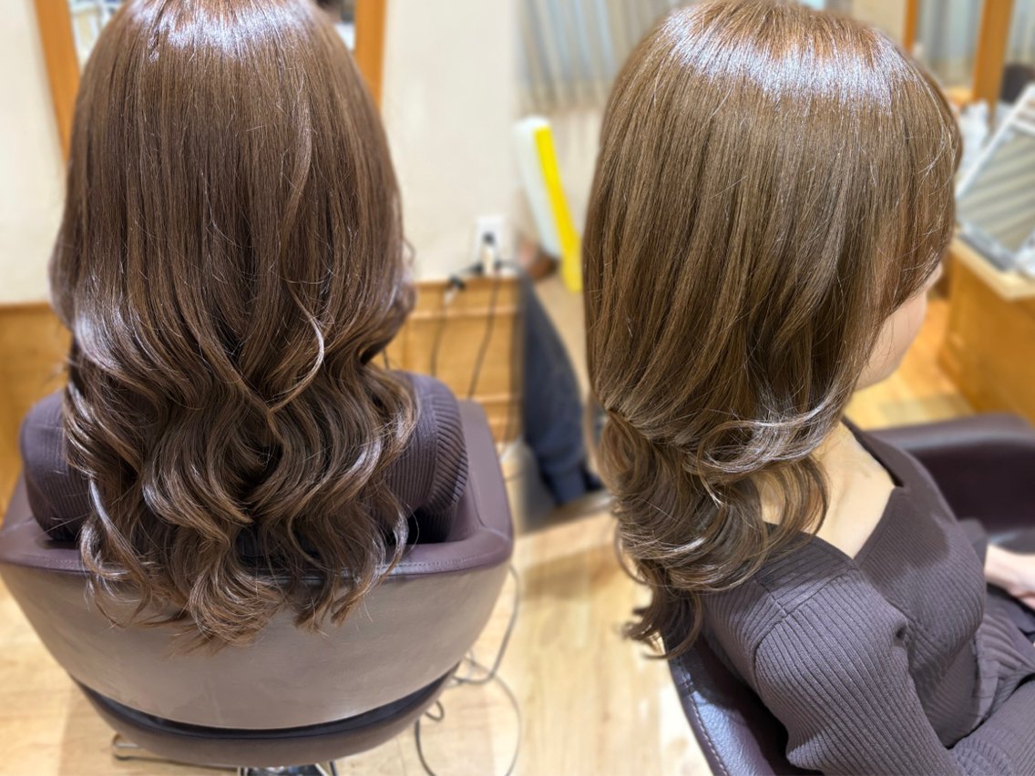 セミロング カラー ベージュカラー 韓国風ヘア ヘアカラー 門田 杏実のヘアスタイル