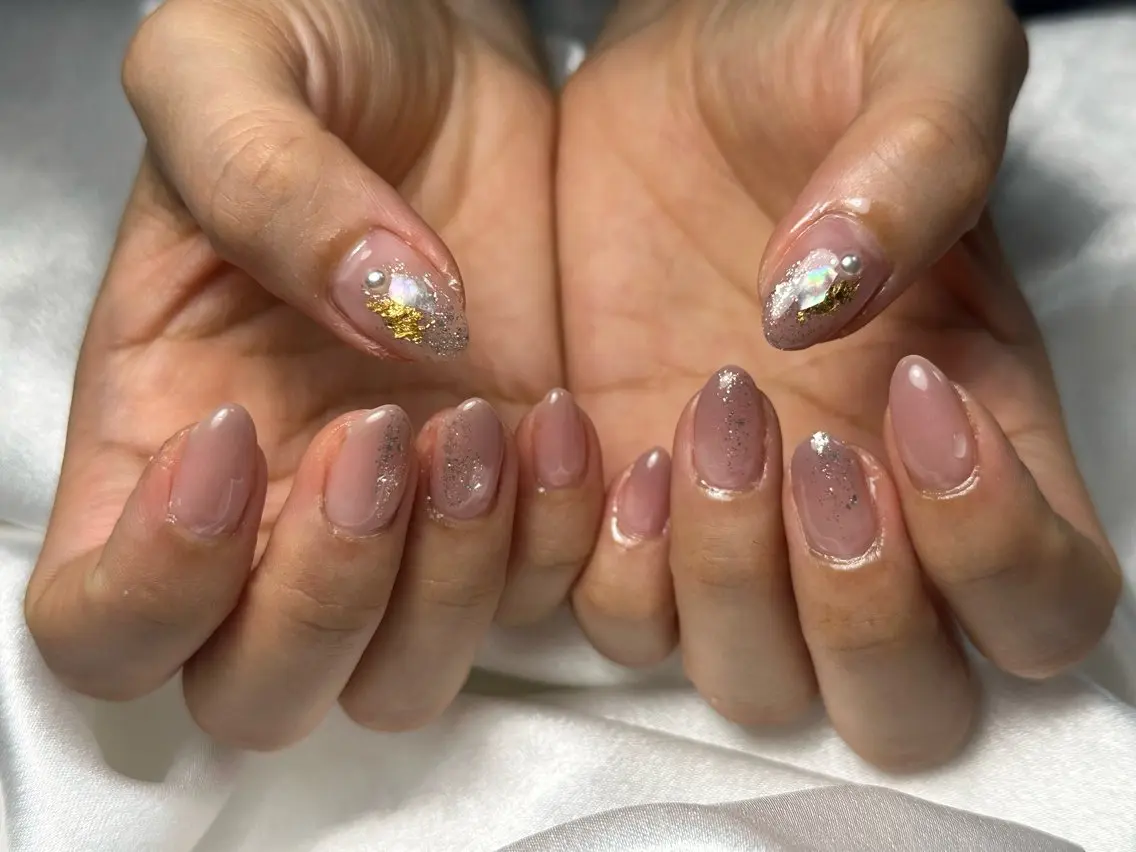 ネイル オーロラネイル 桜ネイル フラワーネイル フットネイル フレンチネイル kiki nail たまプラーザのネイルデザイン