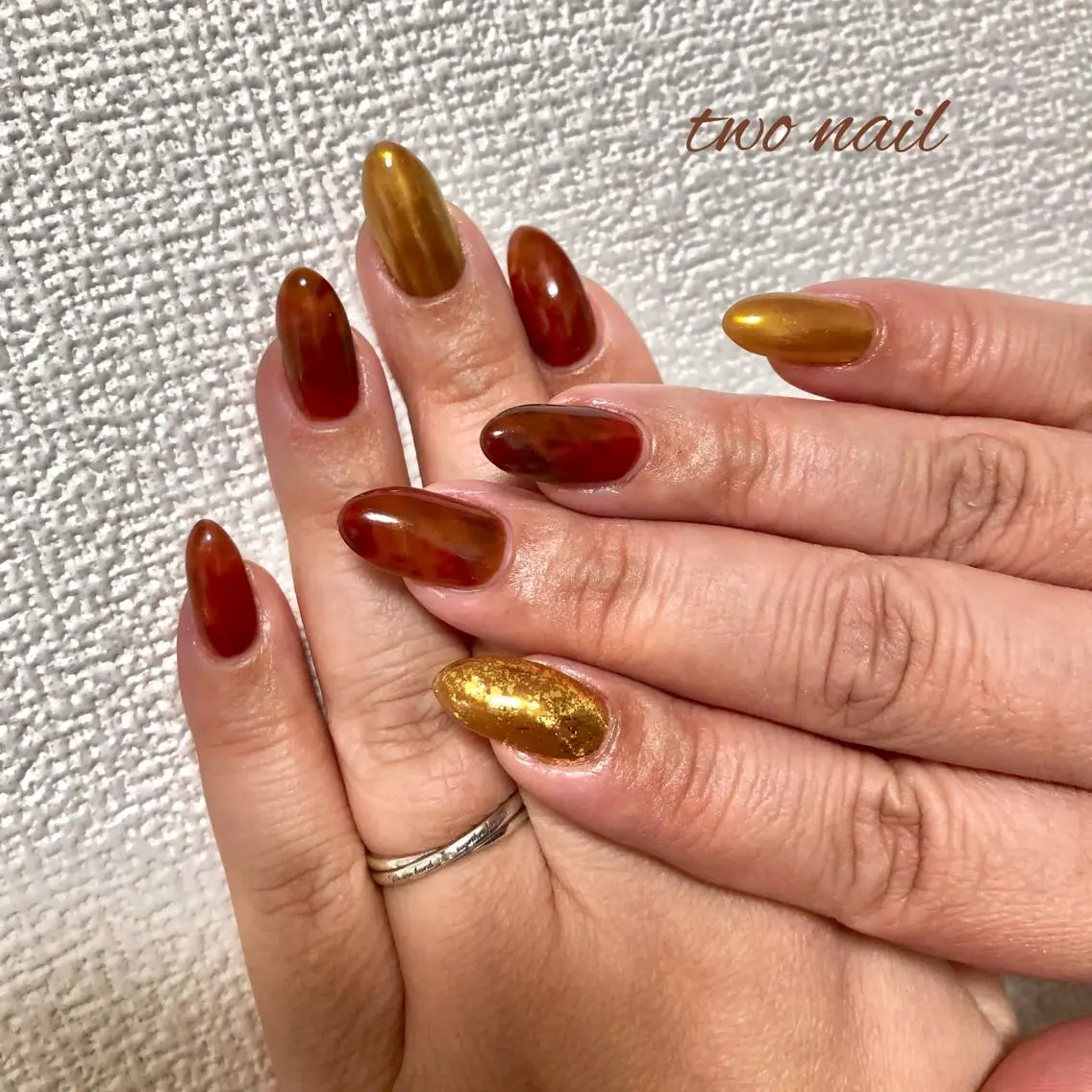 ネイル アートネイル べっ甲ネイル フットネイル ハート ニュアンスネイル two nailのネイルデザイン