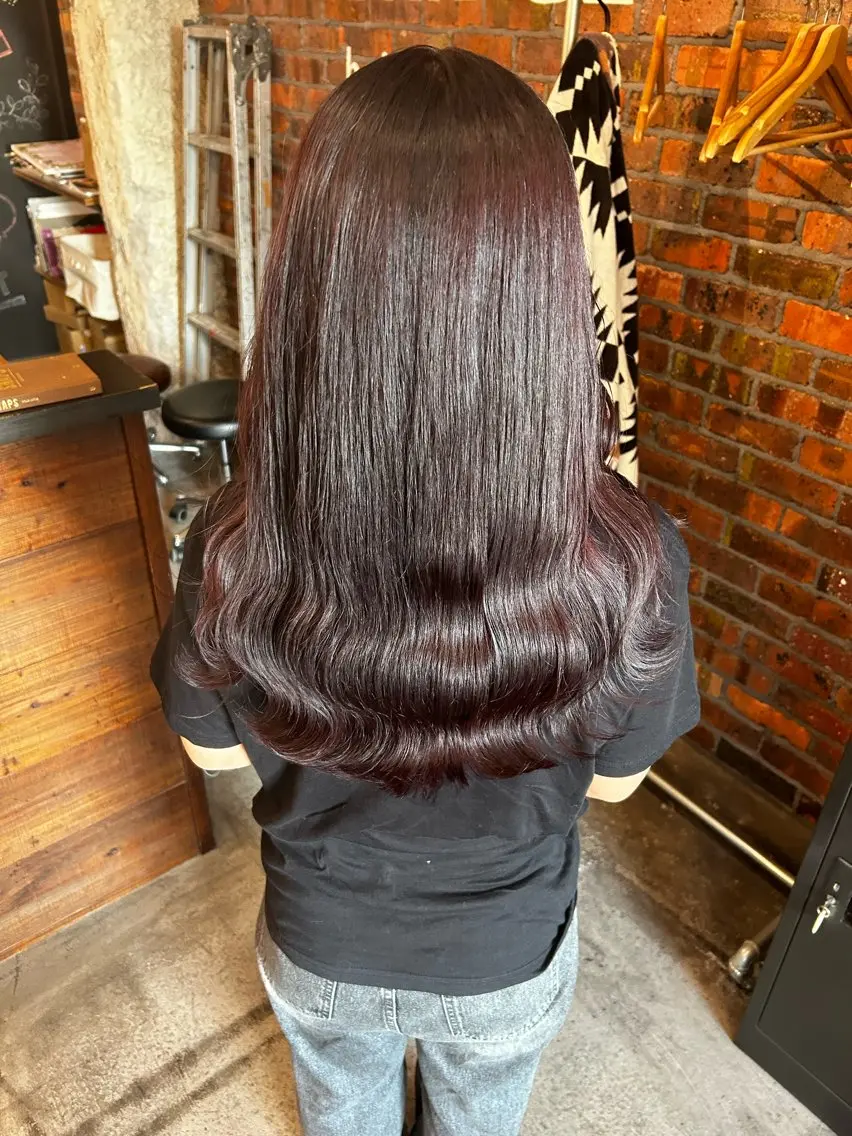 ミディアム カラー ブリーチ ダブルカラー レッドカラー ヘアカラー the BRIDGE 加藤みのりのヘアスタイル