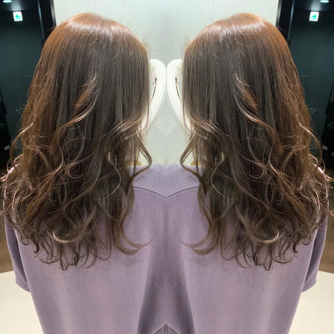セミロング カラー ヘアアレンジ グレージュ Merci メルシー 福岡、今泉のヘアスタイル