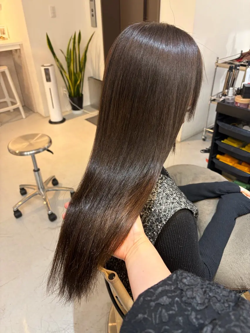 ロング カット ヘアカラー トリートメント ✨色持ちの良い艶 カラー✨蟹江真世のヘアスタイル