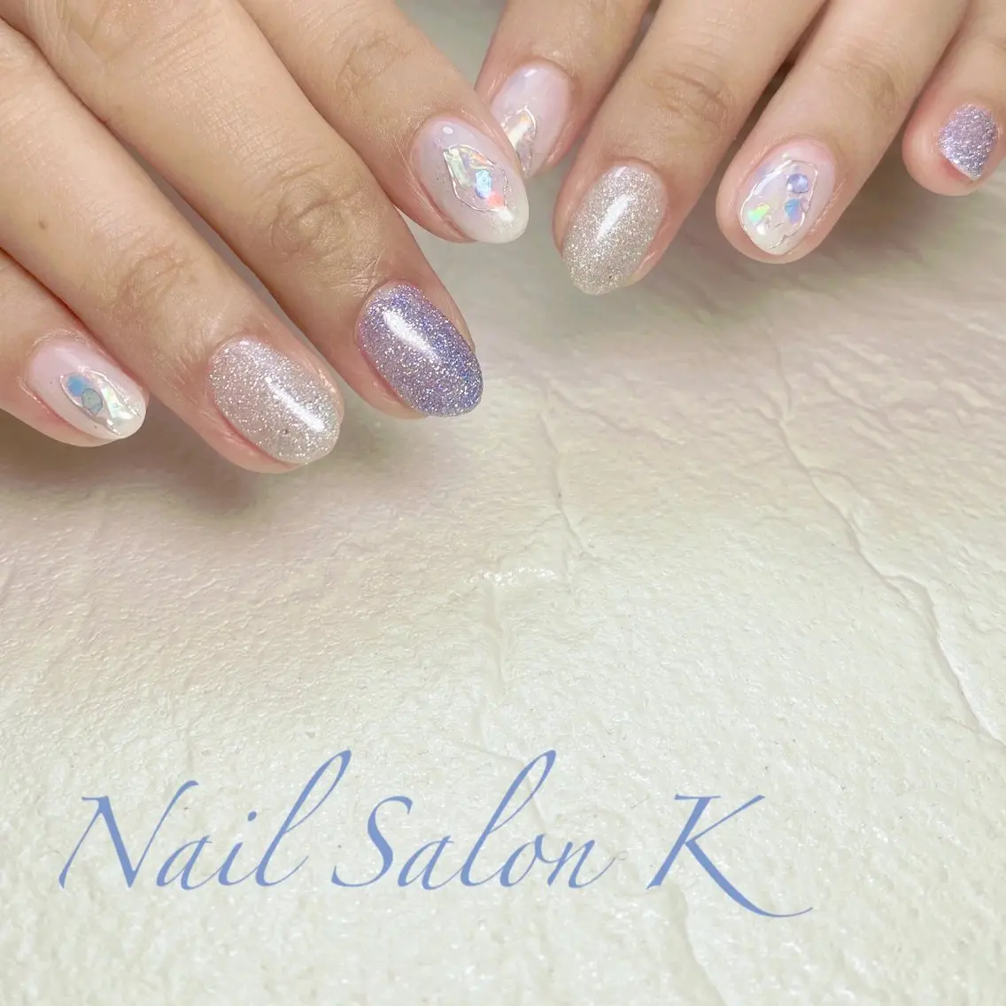 ネイル ブルー フラッシュネイル ニュアンスネイル 夏ネイル ハンドネイル Nail Salon K 🧸美爪育成のネイルデザイン