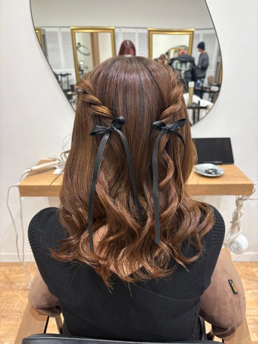ヘアアレンジ ヘアセット ピンクカラーアレンジ 🩷AYANA🩷のヘアスタイル