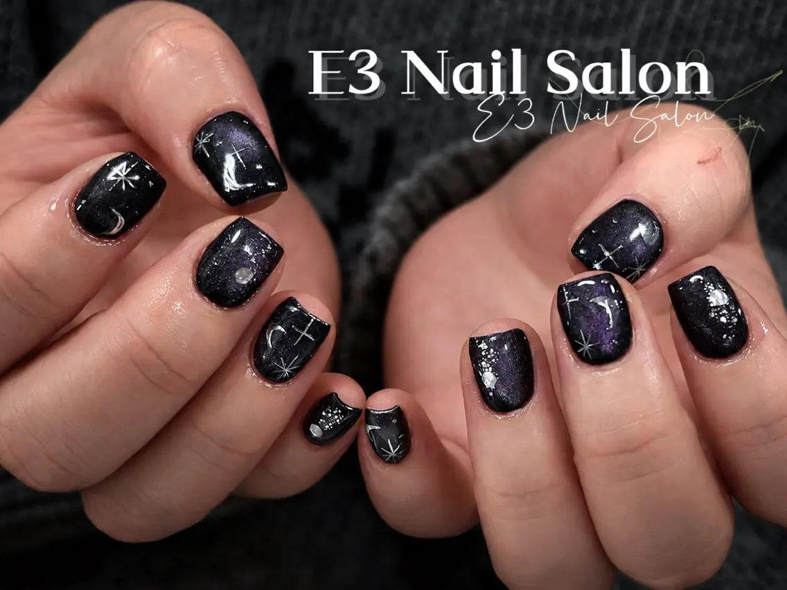 ネイル アニマル柄 オーロラネイル べっ甲ネイル ボルドー ブラウン ハンドネイル E3 Nail Salonのネイルデザイン