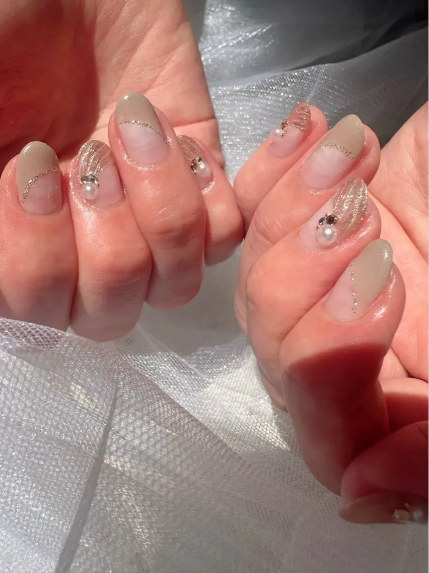 ネイル クリアネイル フレンチネイル 氷ネイル・うるうるネイル キラキラネイル 韓国ネイル 🪞KAPE NAIL 🪞のネイルデザイン
