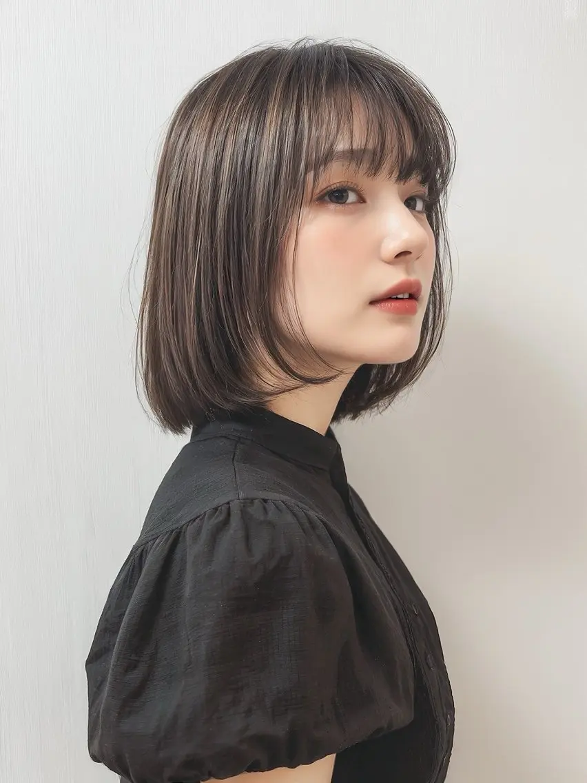ミディアム カット ヘアカラー 縮毛矯正 トリートメント 梅田🫧髪質改善 縮毛矯正🫧村上蒼生のヘアスタイル