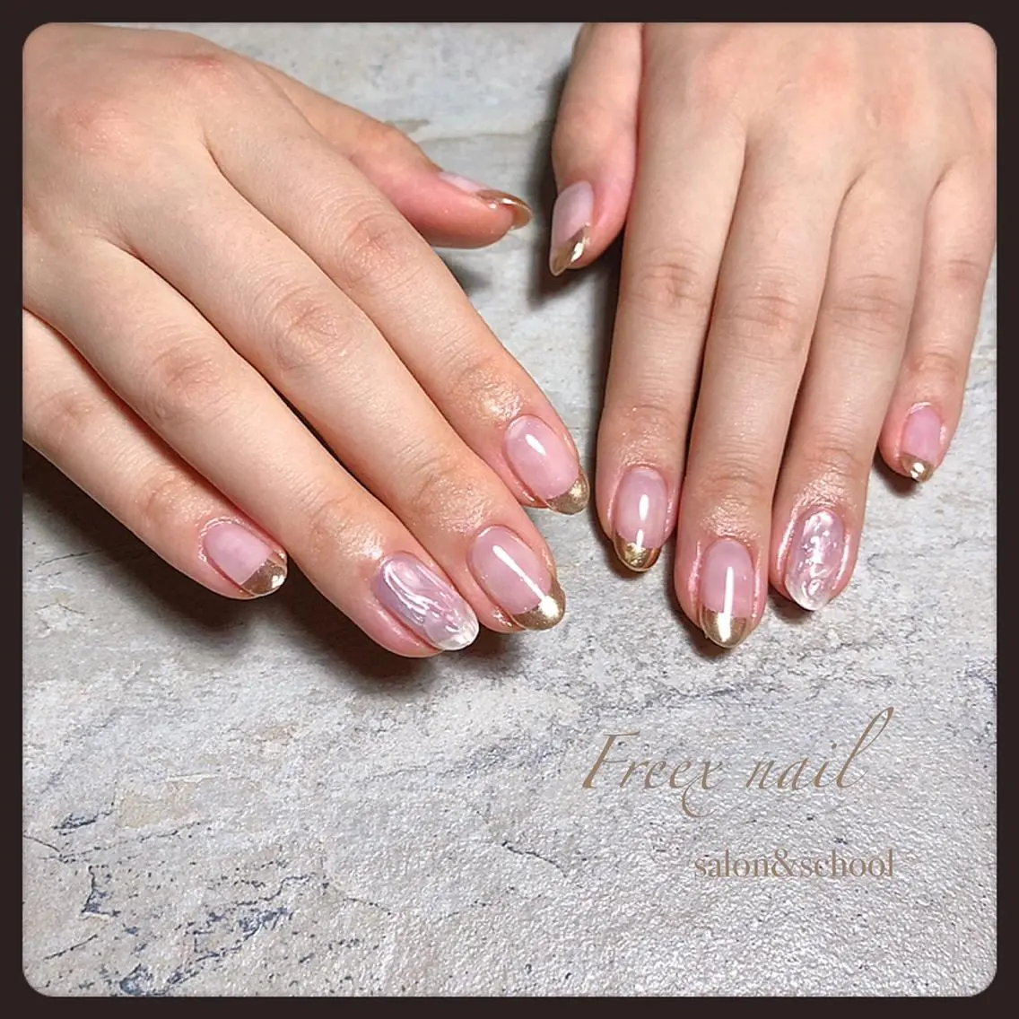 ネイル フレンチネイル ミラーネイル ハンドネイル ハンドケア freex nail /ニュアンス/個性派のネイルデザイン