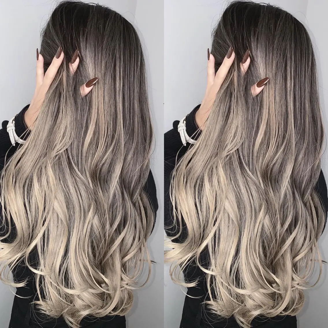 セミロング カラー バレイヤージュ レイヤーカット ✨ブリーチ無し 透明感HIDEのヘアスタイル