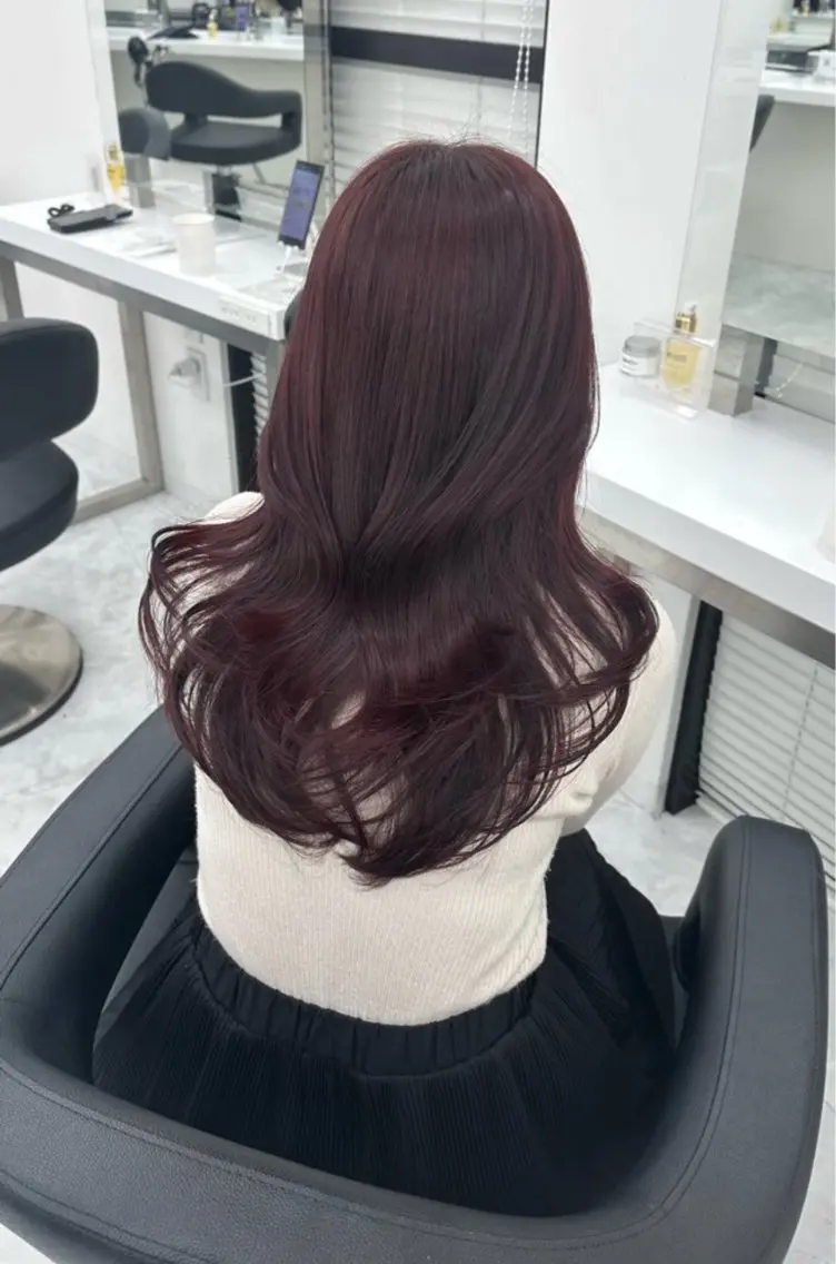 ロング カット ヘアカラー トリートメント 顔まわりレイヤー/諒 オリーブカラー/天神のヘアスタイル