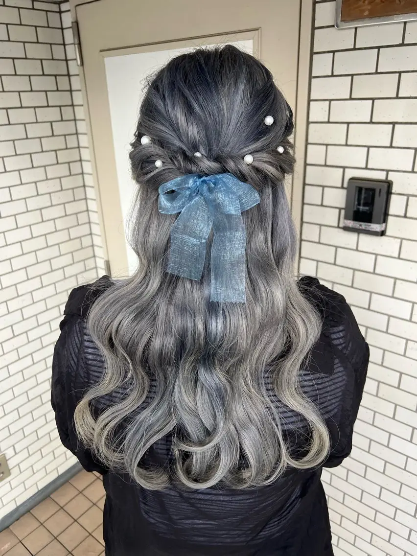 ヘアアレンジ ハーフアップ ヘアセット 大人可愛いヘアメイク 💋🧚‍♀️しずかのヘアスタイル