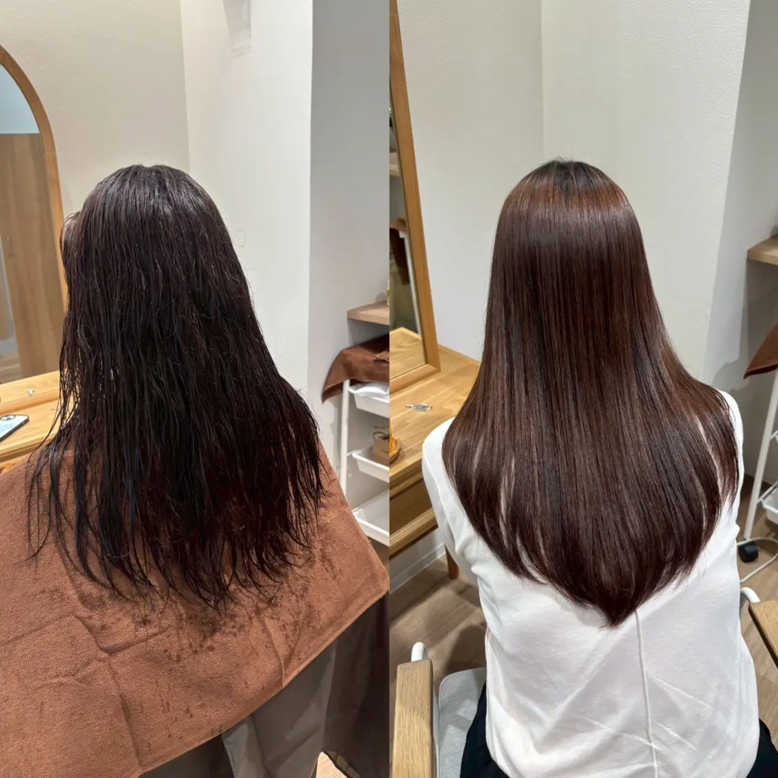 ロング カット 縮毛矯正 トリートメント RINNO🌷透明感 カラー/髪質改善のヘアスタイル
