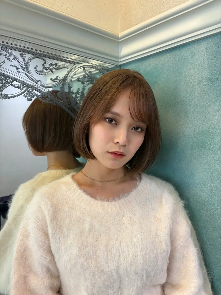 ミディアム ボブ/顔まわり /みそらレイヤーのヘアスタイル