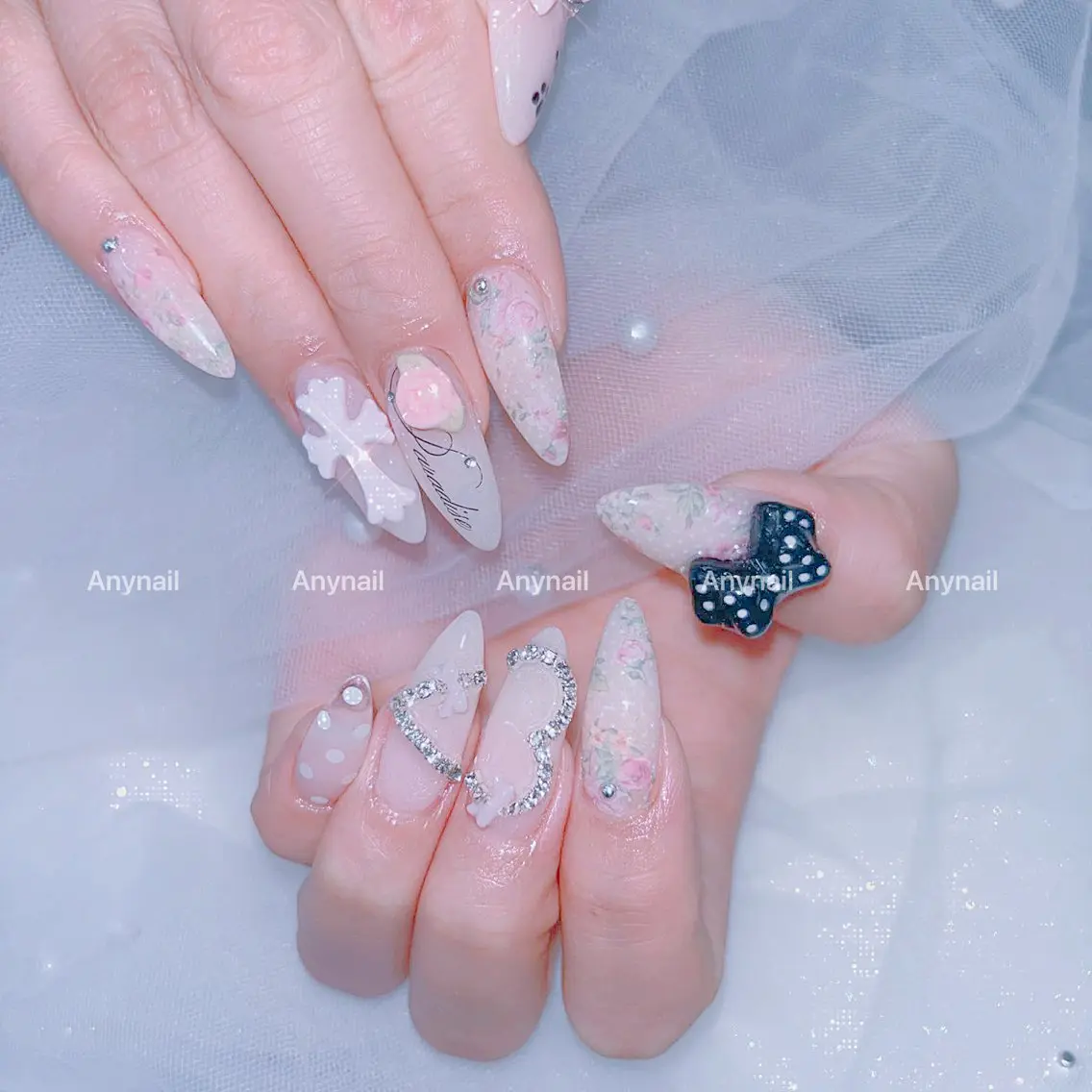 ネイル チークネイル 長さ出し フレンチネイル ジェルネイル 韓国ネイル ハンドネイル Any nail新大久保店のネイルデザイン