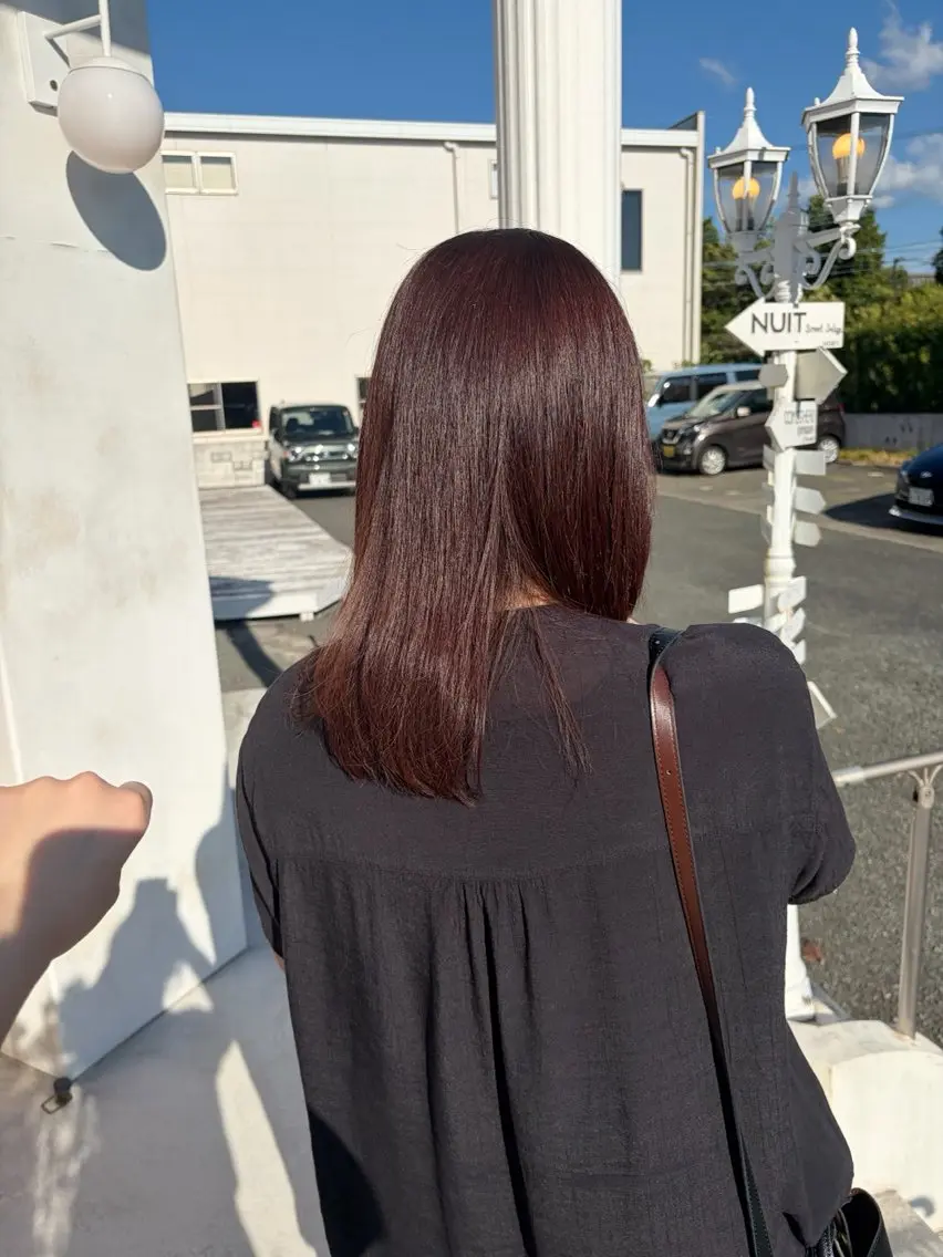 ミディアム カラー ブラウンカラー ピンクカラー ピンクブラウン カット ヘアカラー はやし ちののヘアスタイル
