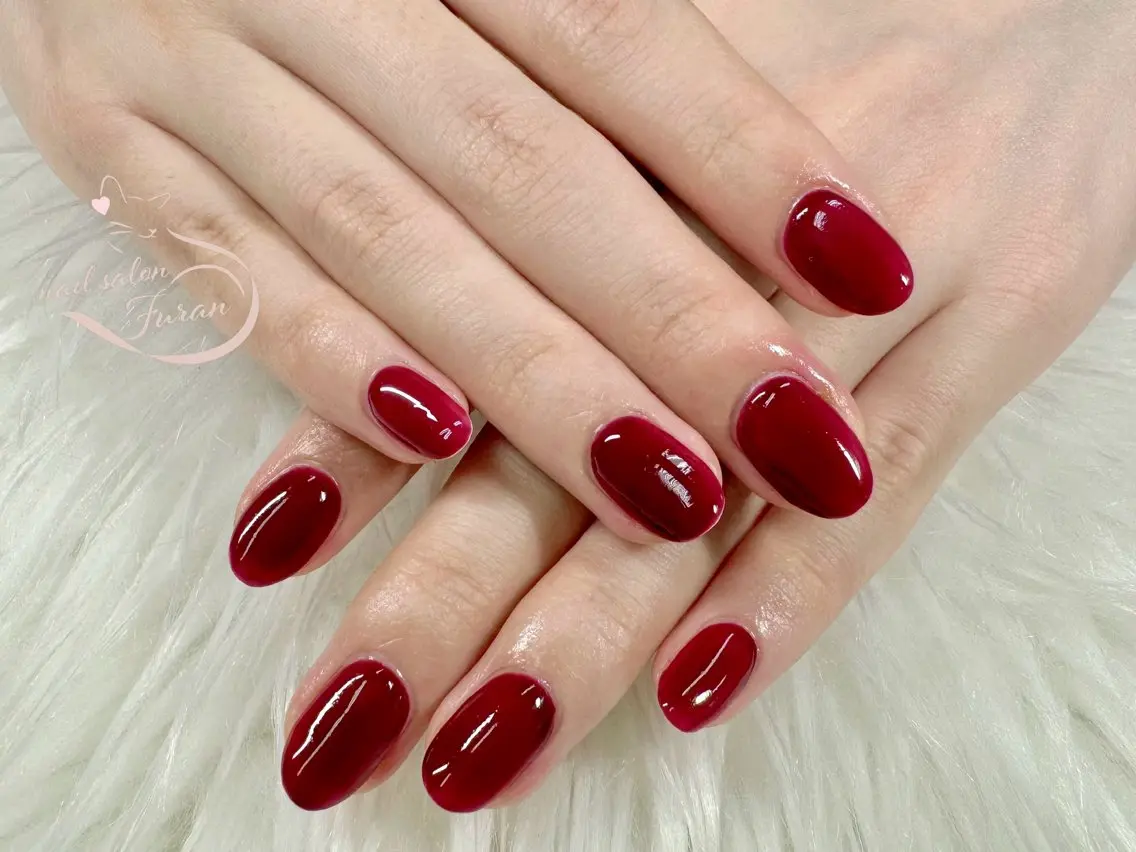 ネイル ボルドー ワンカラーネイル ハンドネイル Nail salon Furanのネイルデザイン