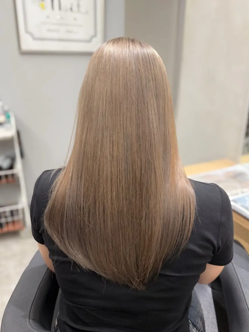 ロング カラー ブリーチ ケアブリーチ ヘアカラー トリートメント 巻ける髪質改善🫧ハ イライト/永田汰伊智のヘアスタイル