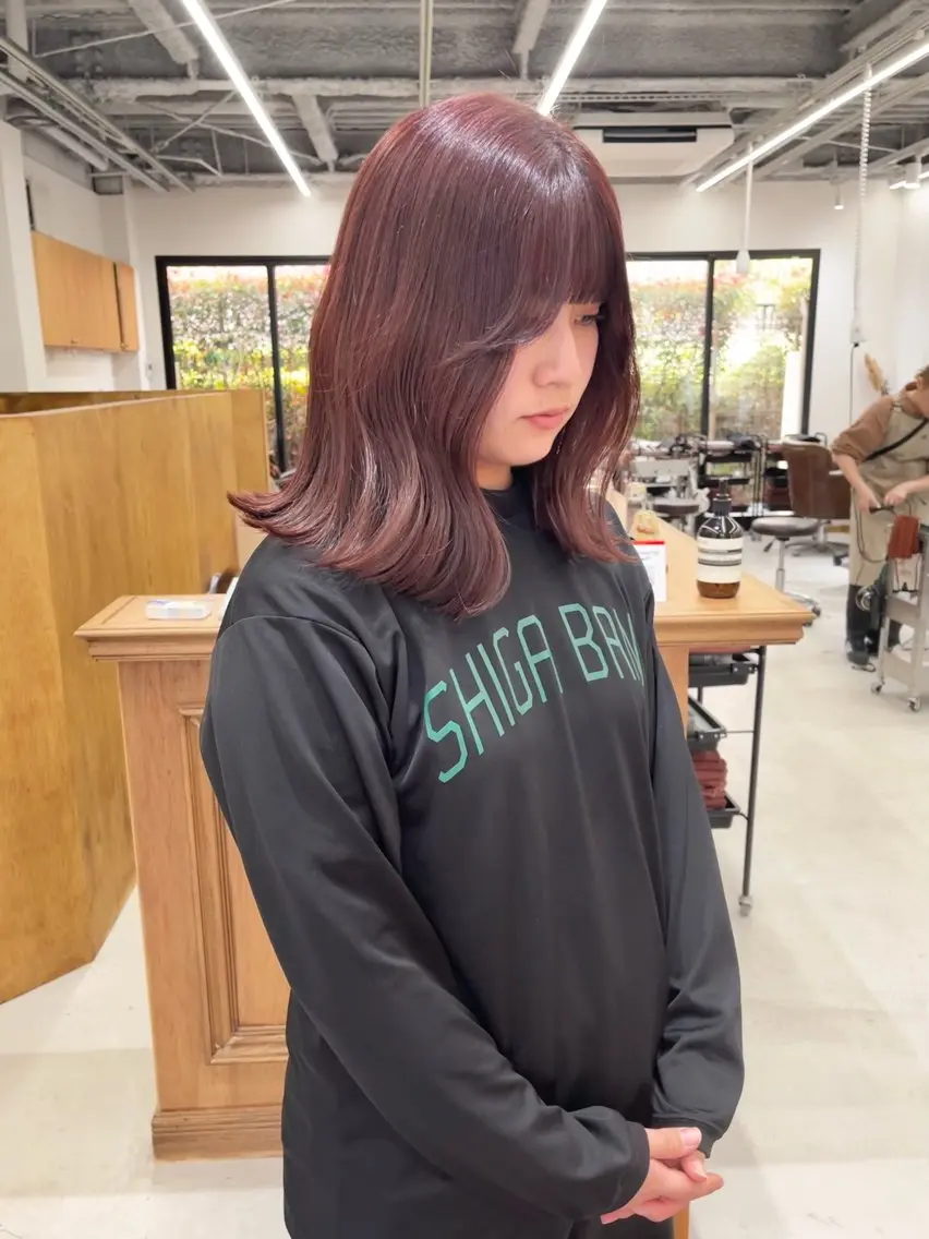 ミディアム カラー ヘアアレンジ ブリーチ ダブルカラー ブリーチなしカラー ena/ブリーチなし 透明感・レイヤー🎀のヘアスタイル