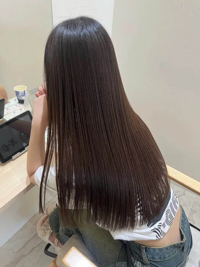 ロング カラー ブラウンカラー 髪質改善 縮毛矯正 トリートメント zina熊本店/ 田村 由香のヘアスタイル