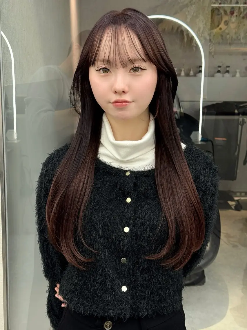 セミロング レイヤーカット カット ヘアカラー 顔周り🇰🇷ロンド レイヤー✨カジワラのヘアスタイル