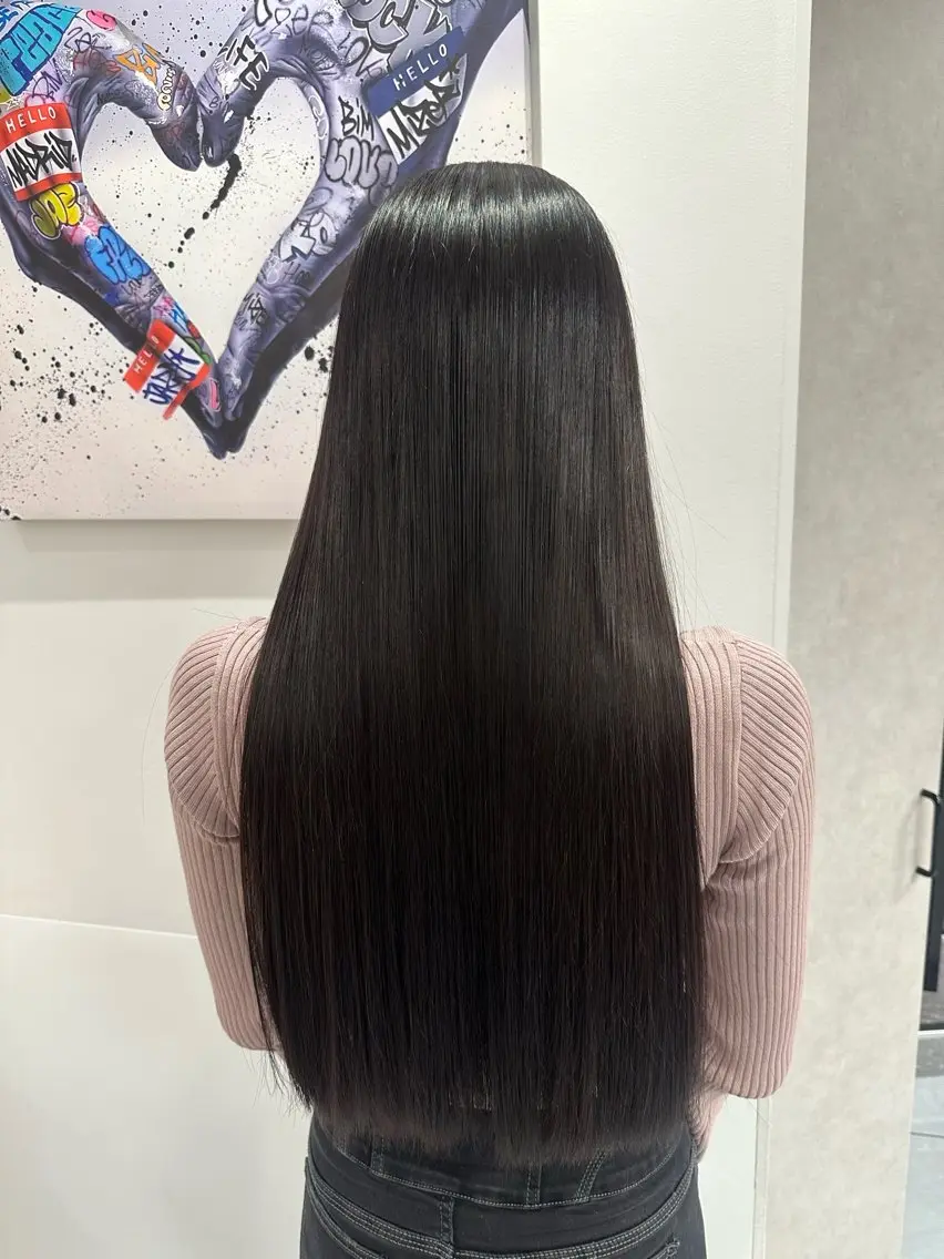 ロング 縮毛矯正 トリートメント Ash桜木町🐶 勝島 翔のヘアスタイル