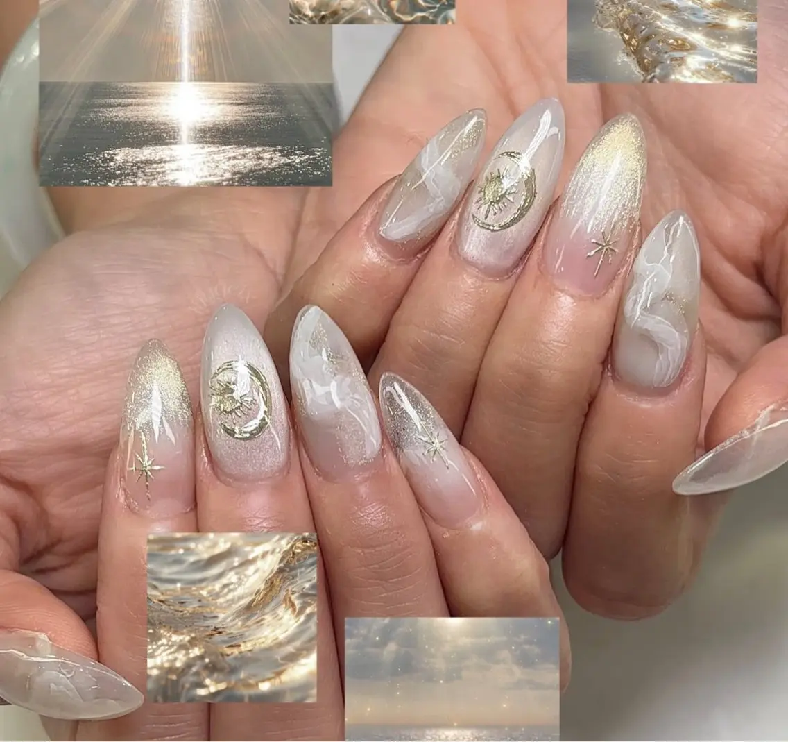 ネイル オーロラネイル フレンチネイル グラデーション ハロウィン 氷ネイル・うるうるネイル ハンドネイル H.baby Nail Salonのネイルデザイン