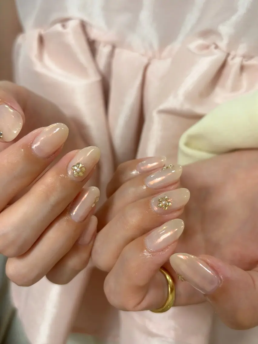 ネイル ミラーネイル ニュアンスネイル オレンジ シンプルネイル f. harukaのネイルデザイン