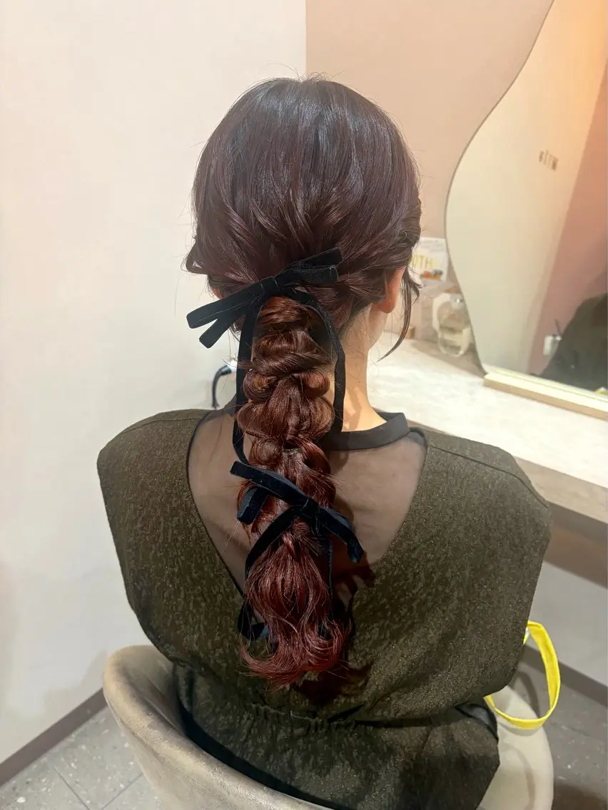 【編み下ろし・ハーフアップ、アップヘア限定】ヘアセット🤍🫧ྀིの写真