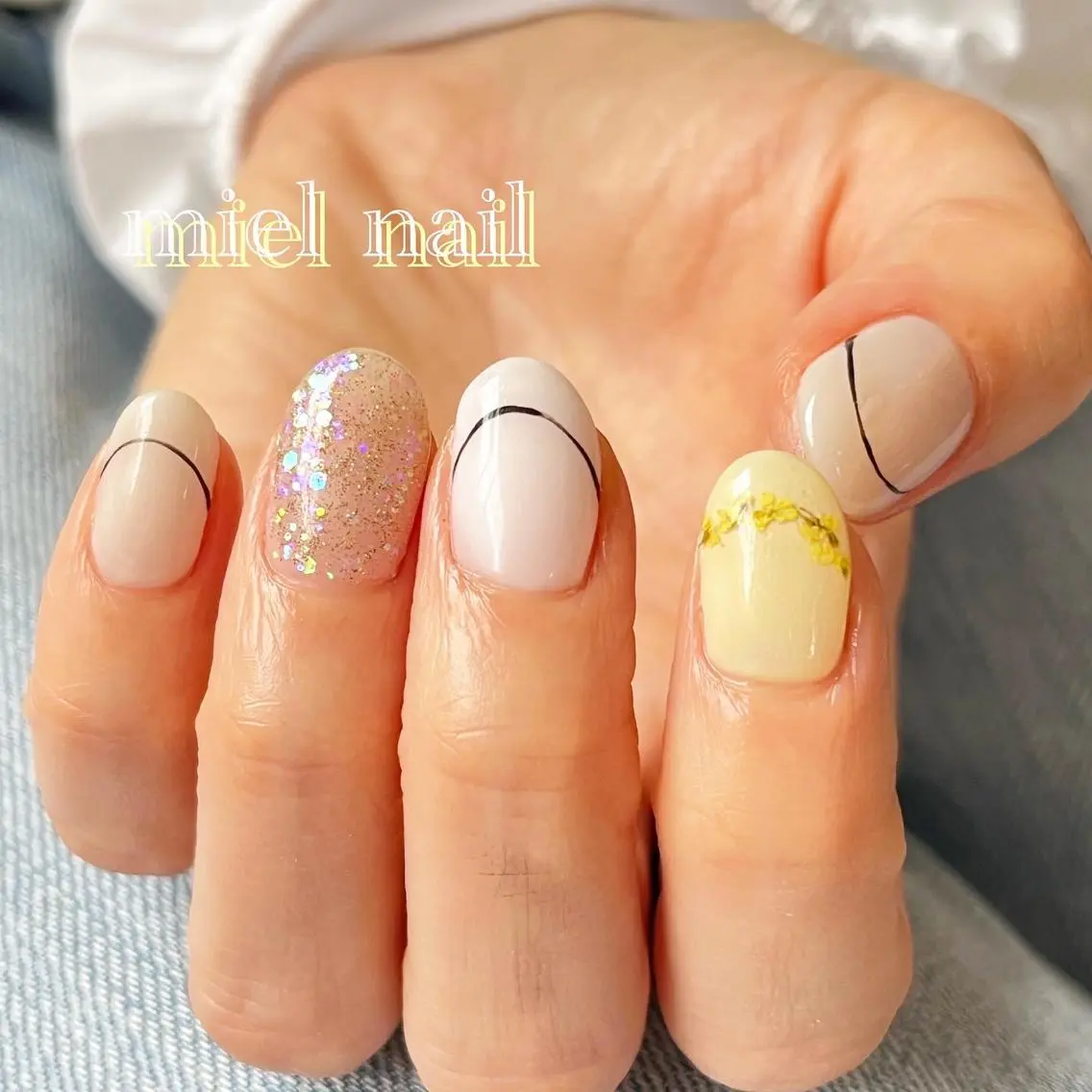 ネイル フレンチネイル ラメ(グリッター) 春ネイル 夏ネイル miel nailのネイルデザイン
