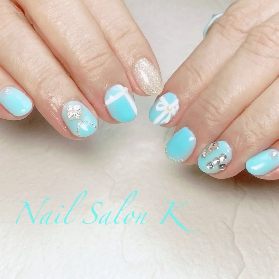 ネイル リボン ハンドネイル Nail Salon K 🧸美爪育成のネイルデザイン
