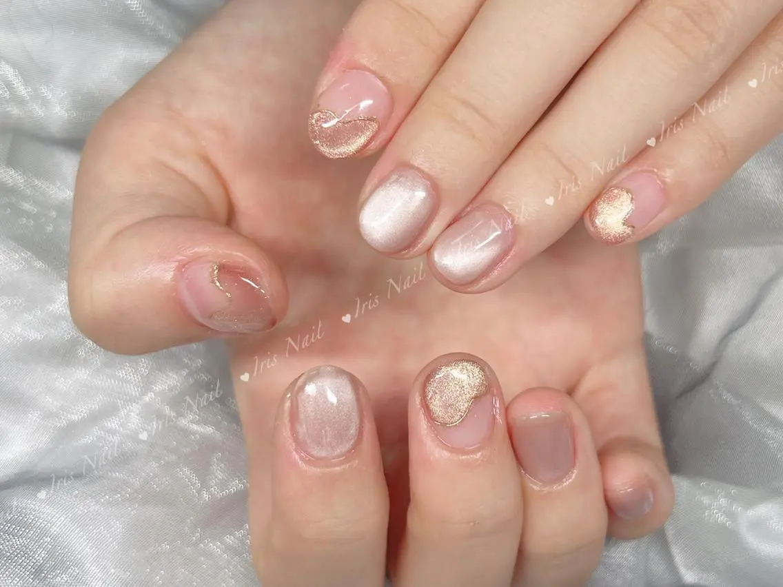 ネイル キラキラネイル マグネットネイル 💕藤江 月🌸🍒のネイルデザイン