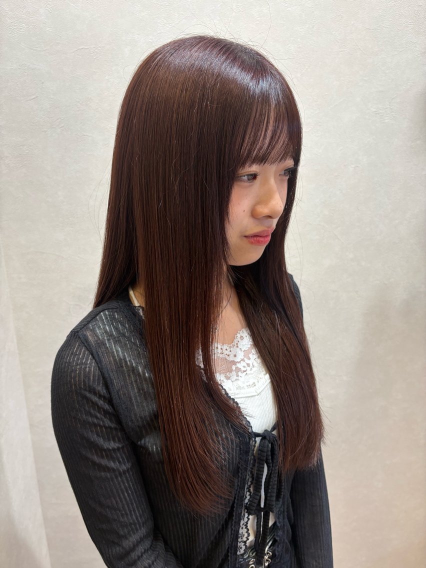 ロング カラー ブラウンカラー ピンクカラー ピンクブラウン ヘアカラー り このヘアスタイル