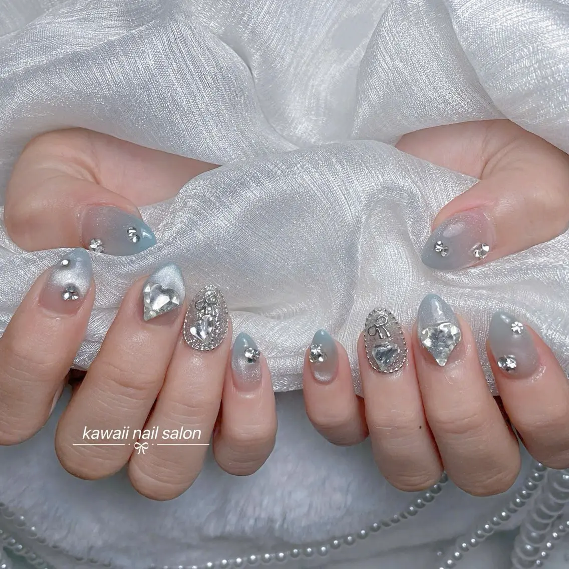 ネイル チークネイル ドット フレンチネイル 韓国ネイル レース Kawaii _Nailのネイルデザイン