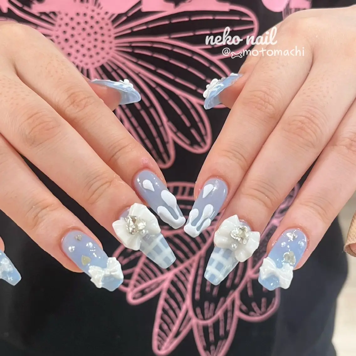 ネイル 韓国ネイル 水色 ワンホンネイル ハンドネイル neko nailのネイルデザイン
