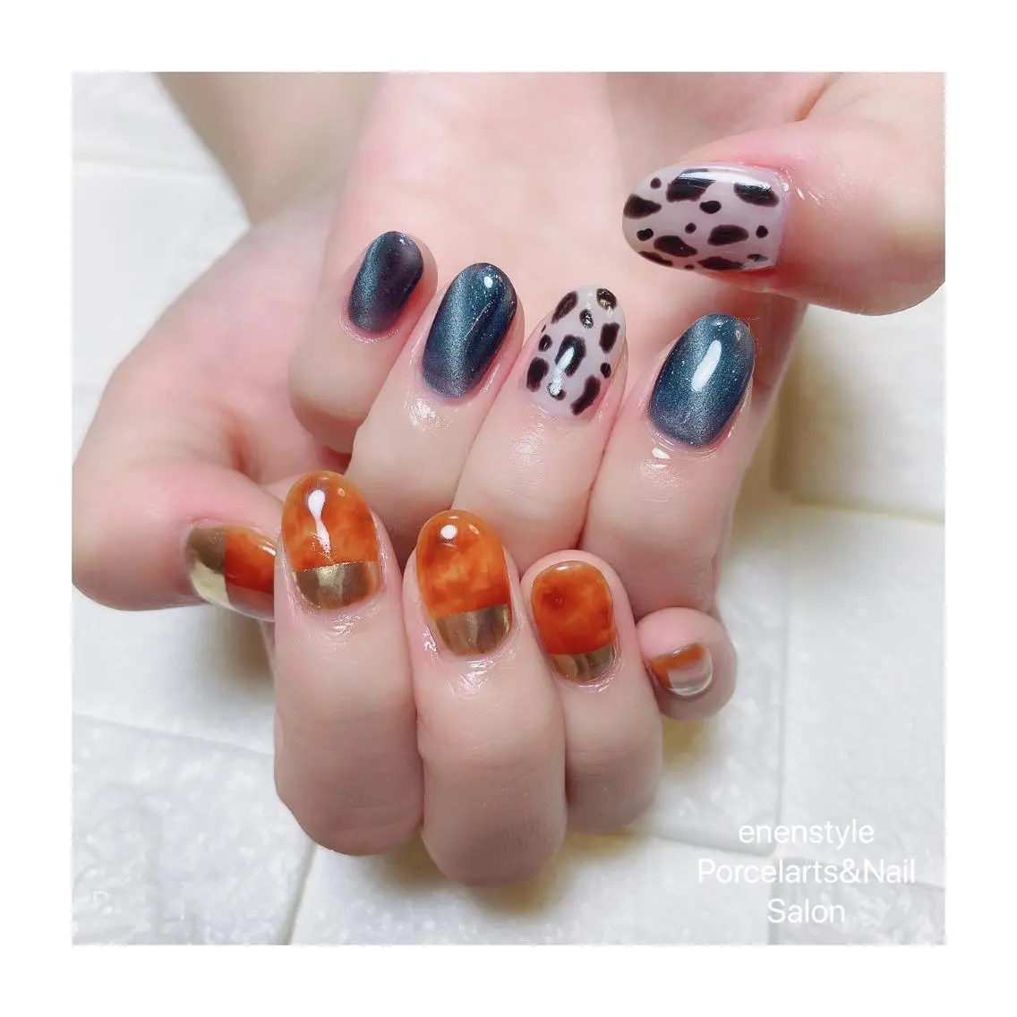 ミディアム ネイル ハンドネイル 🐾enen style 🐾のネイルデザイン