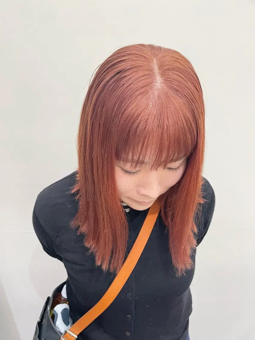 ミディアム カラー パーマ ヘアアレンジ メンズ オレンジ カット ヘアカラー トリートメント tatsumi/ボブ ウルフ/レイヤーのヘアスタイル