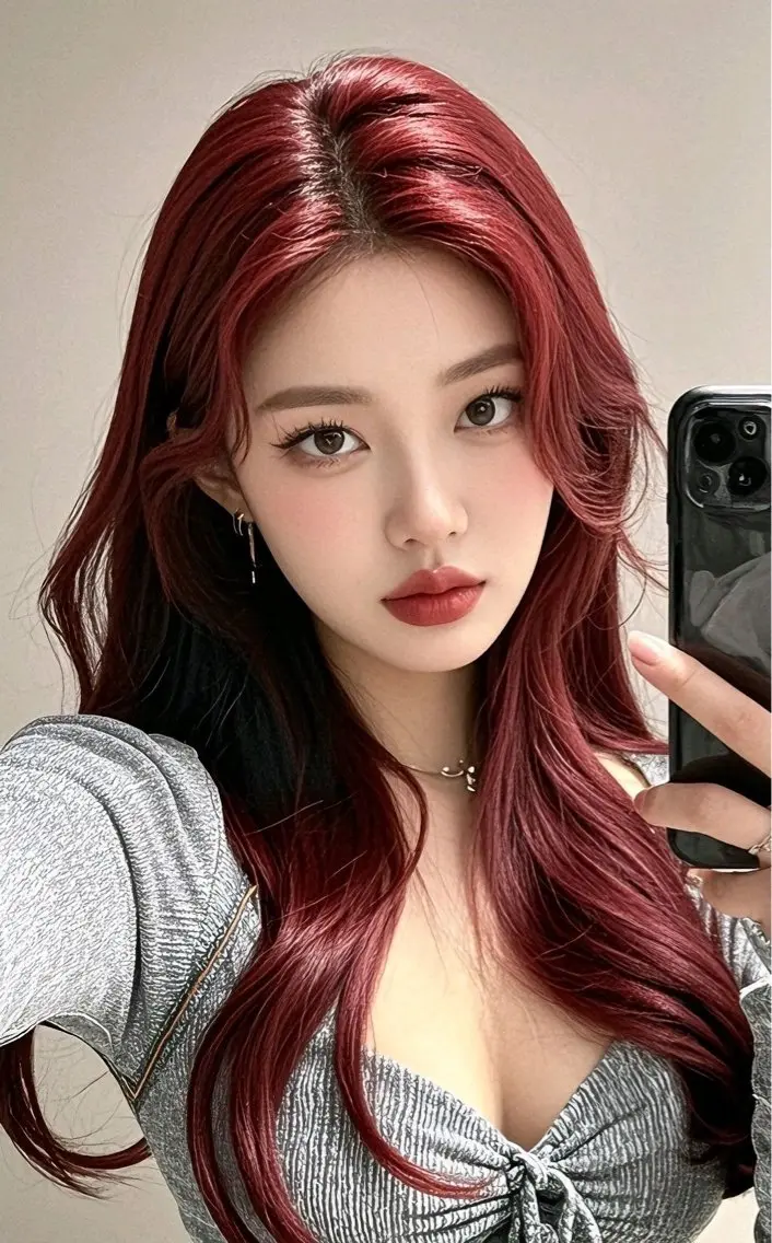 ロング カラー レッドカラー 髪質改善 レイヤーカット カット ヘアカラー 🎀ミルクティー/暖 色×レイヤー/マリアのヘアスタイル