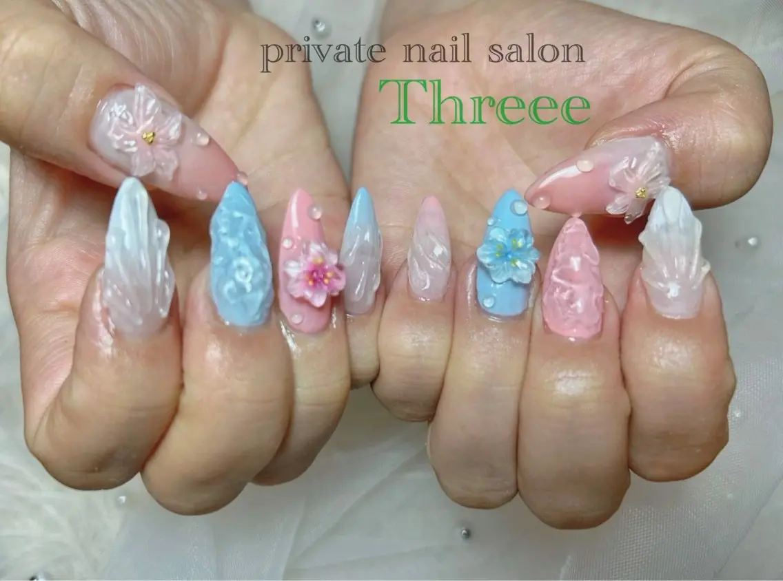 ネイル 長さ出し Nail salon - Threee　-のネイルデザイン