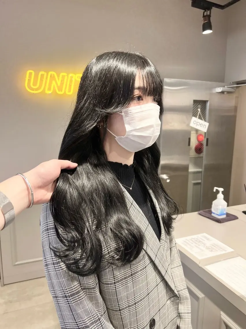 ロング カラー パーマ ヘアアレンジ メンズ 上品＆韓国風 🥀海心🥀のヘアスタイル