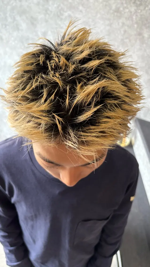 ショート カラー メンズ カット ヘアカラー パーマスタイル特化◎ 永戸圭汰のヘアスタイル