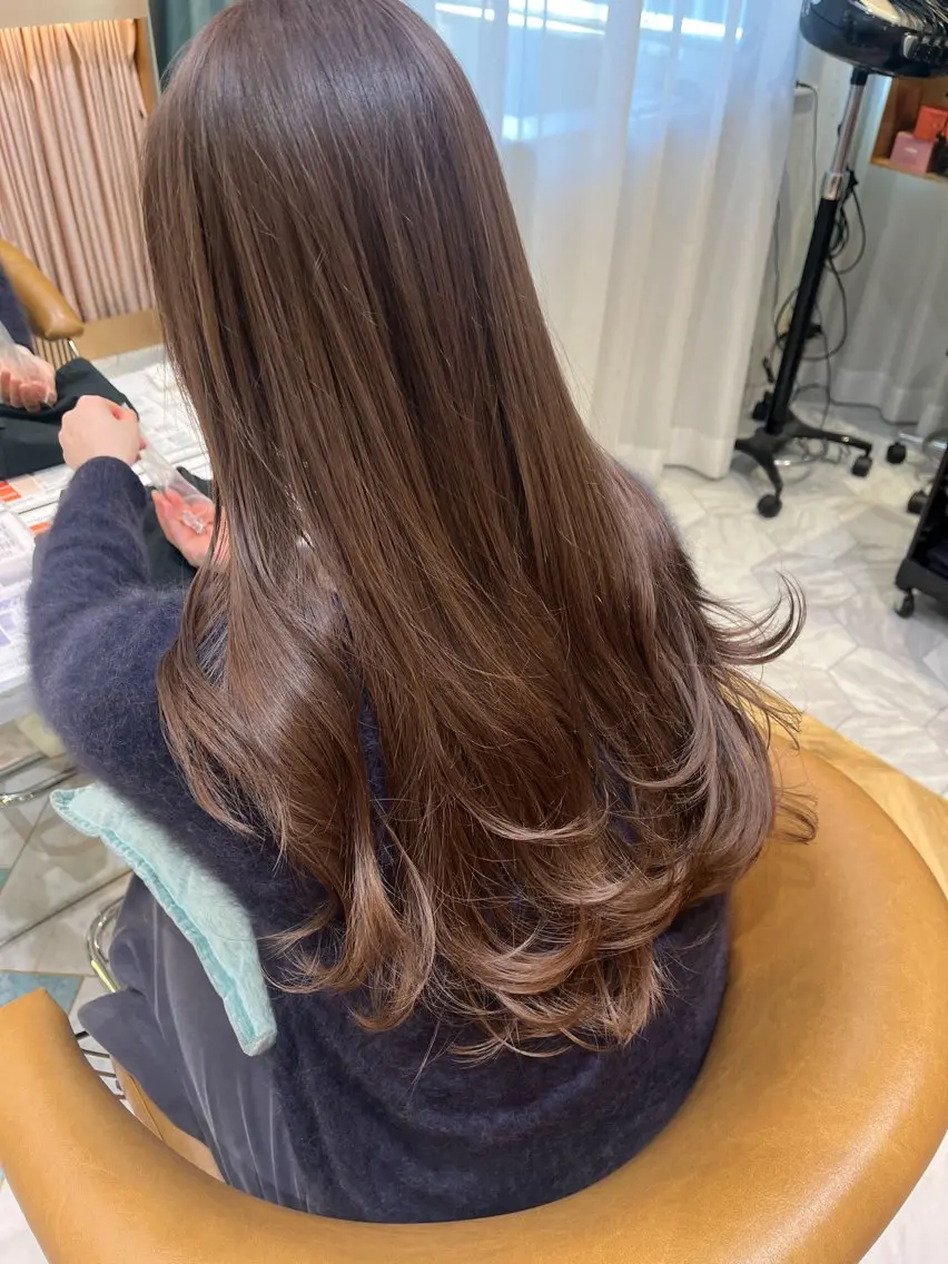 ロング カラー ブラウンカラー 透明感カラー カット ヘアカラー 透明感カラー│ レイヤーヘア中居美樹のヘアスタイル