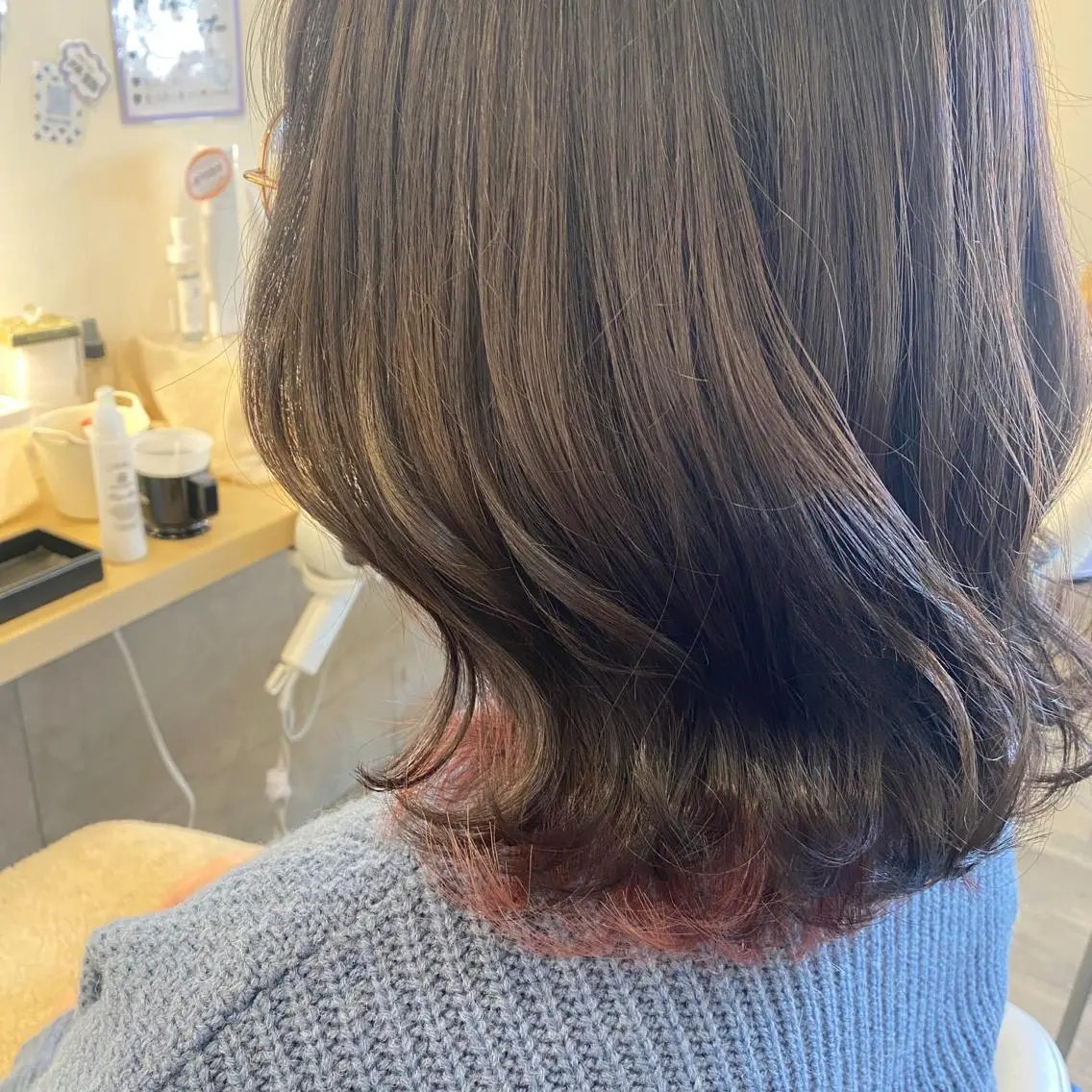 ミディアム カラー インナーカラー ピンクカラー ヘアカラー 草津駅近｜ MAYAのヘアスタイル