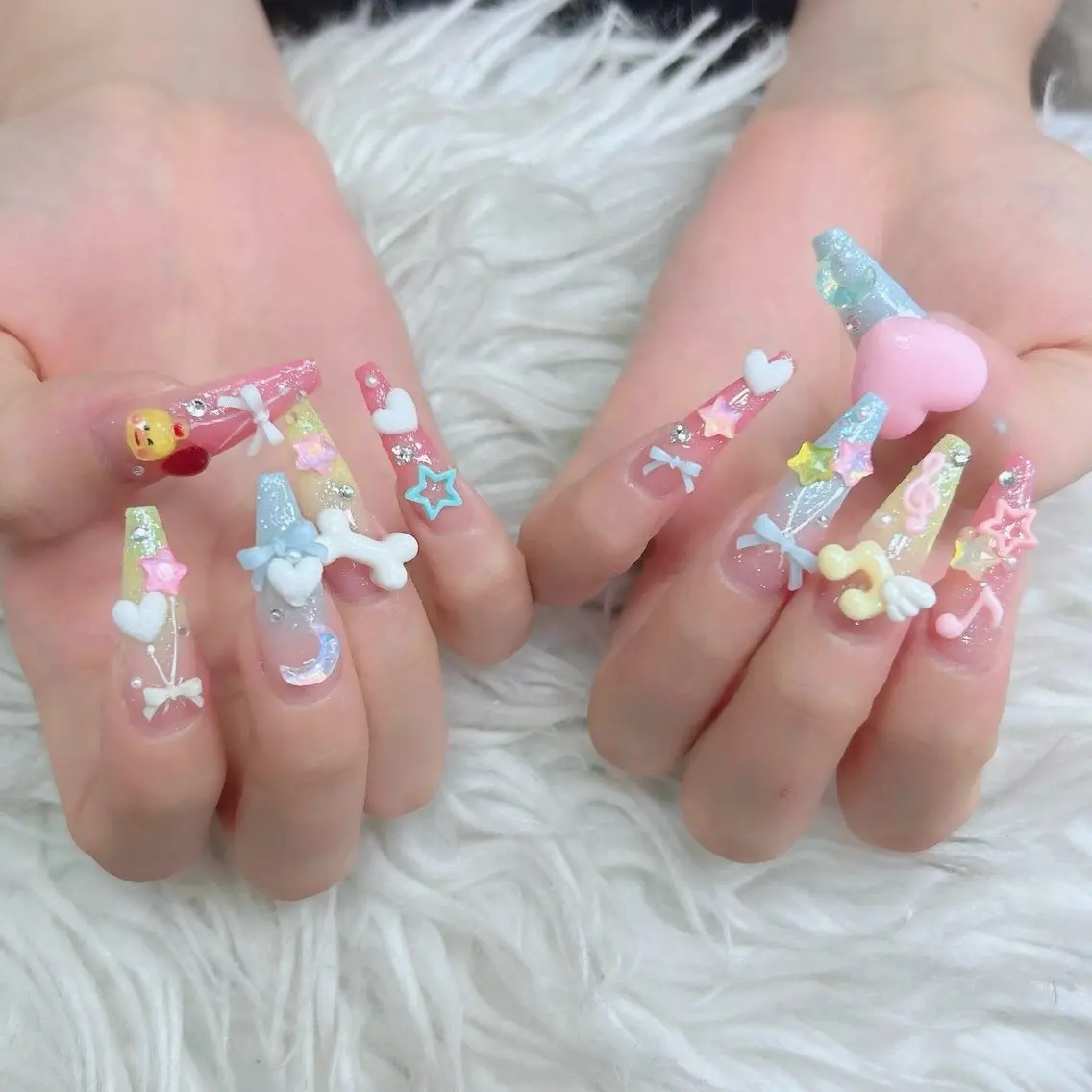 ネイル フットネイル フレンチネイル グラデーション 韓国ネイル ロングネイル ハンドネイル Hani Nail Salonのネイルデザイン