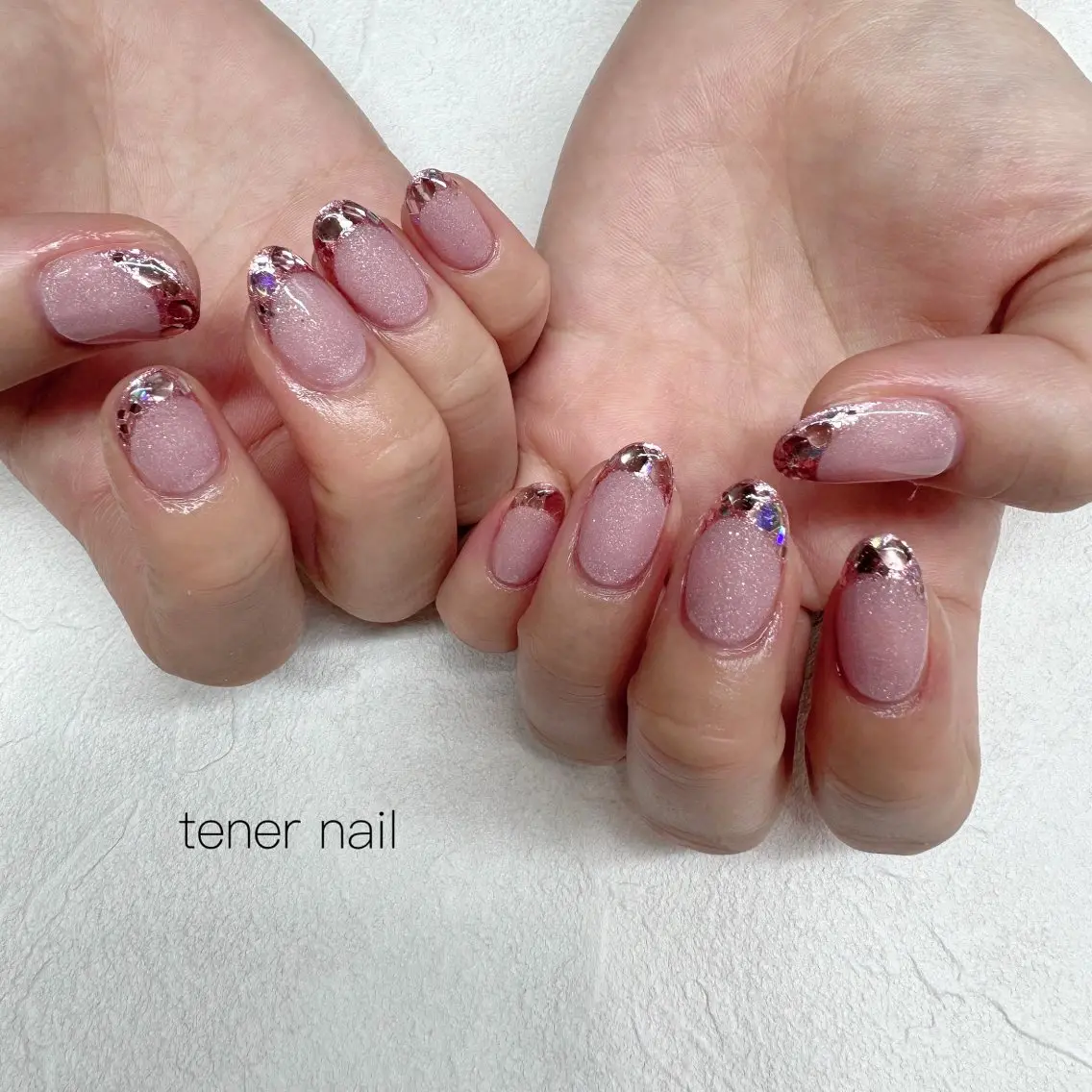 ネイル フレンチネイル ガラスフレンチ ハンドネイル テネルネイル tener nailのネイルデザイン